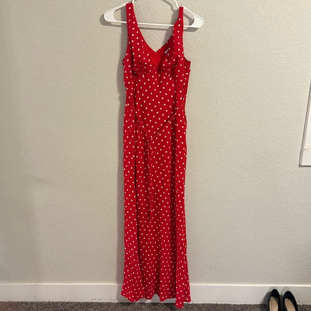 Red with white polka dots dress